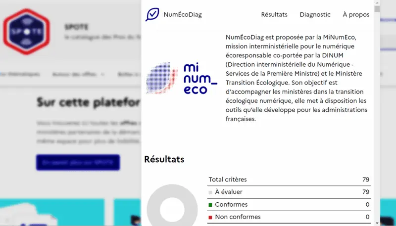NumEcoDiag : outil d'évaluation du niveau d'écoconception d'un service ou produit numérique